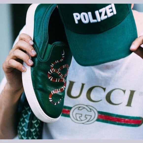 NIB Authentic GUCCI Dublin Snake Print Leather Slip On Sneaker - Picture 7 of 7